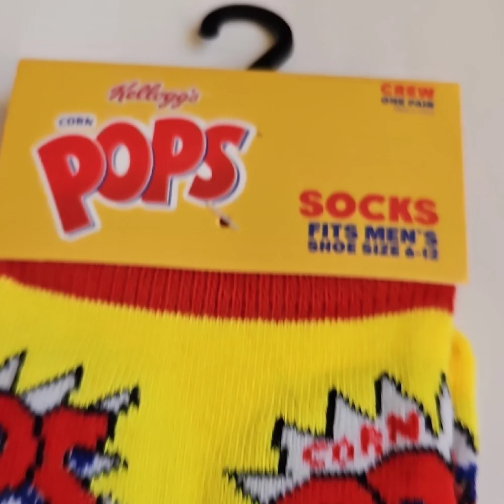 KELLOGS CORN POPS Mens Graphic Crew Socks 6-12 NWT